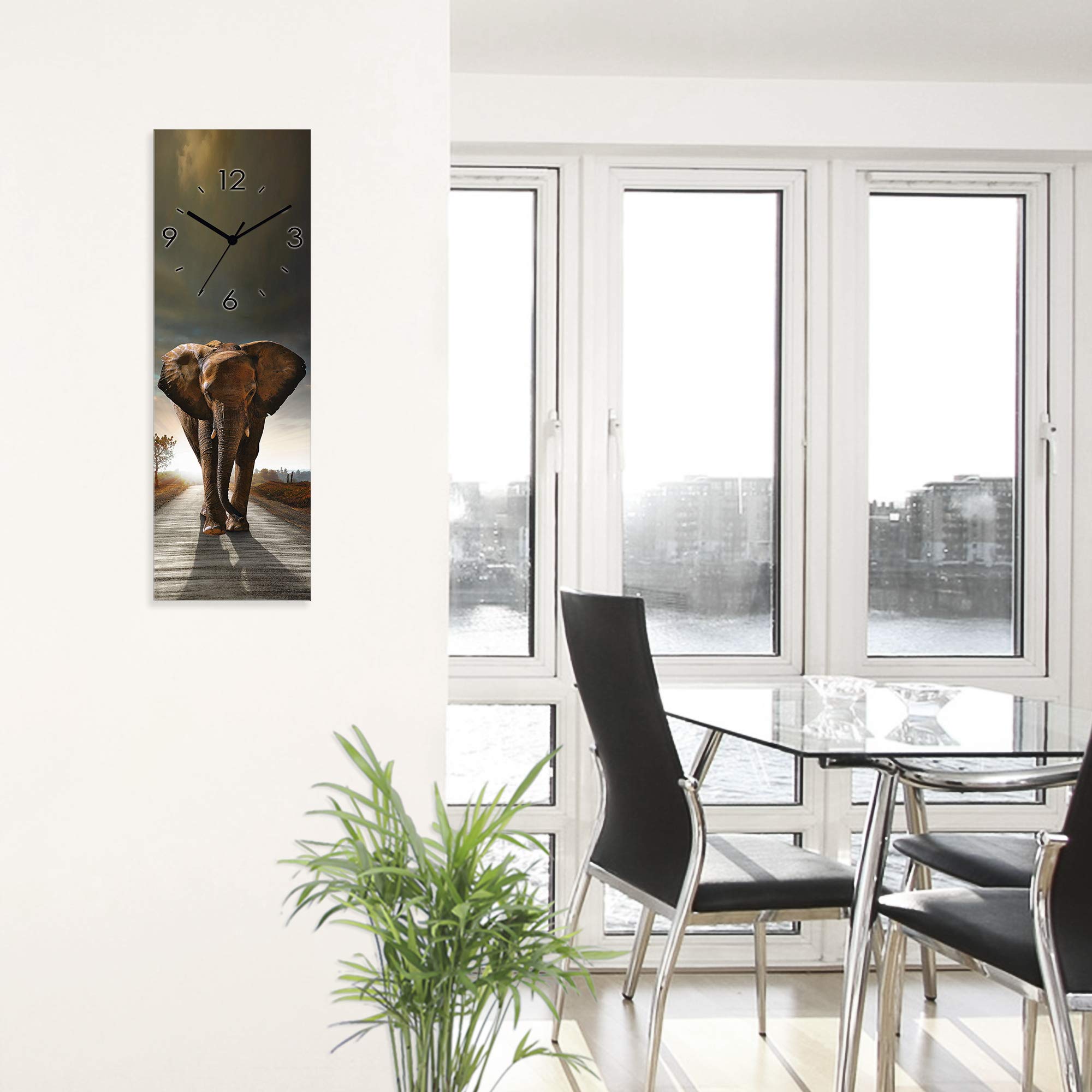 artland-wanduhren-t9qo-wanduhr-elefant-safari-20x60-cm-lautlos image 6