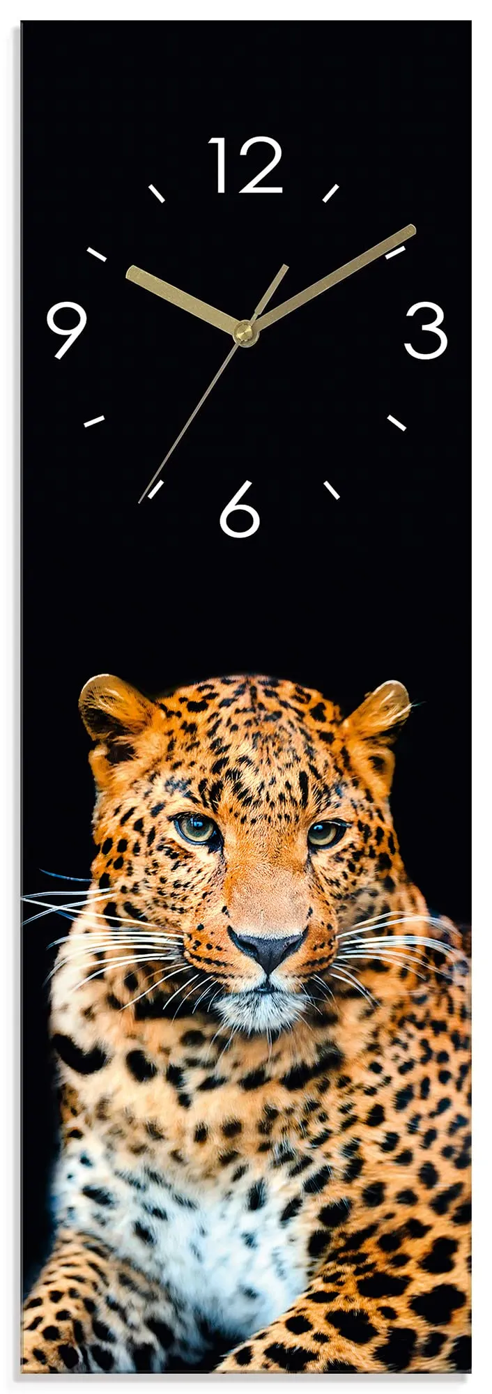 artland-wanduhren-leopard-funkuhr-glas-20x60-cm-lautlos image 1
