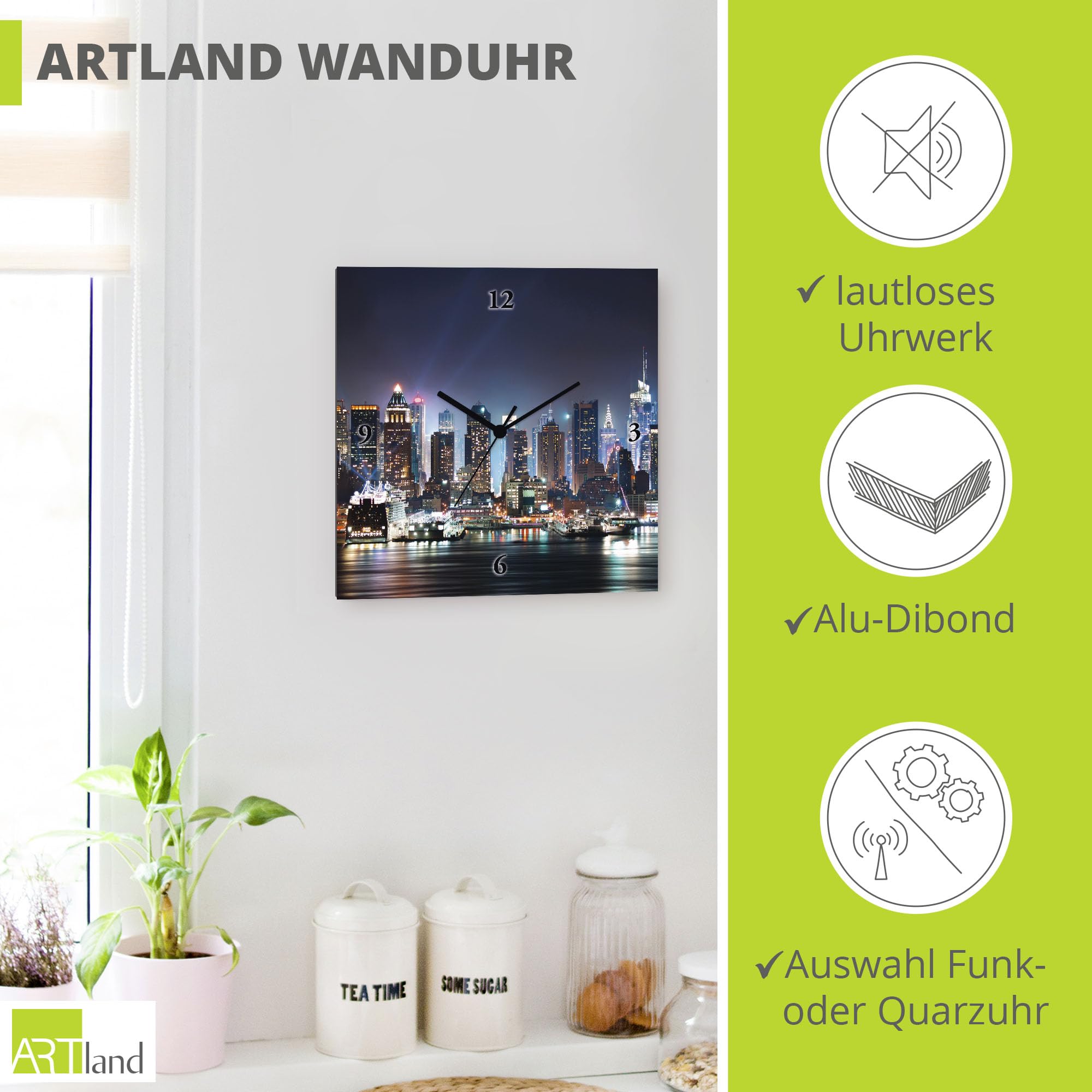 artland-t5wt-wanduhr-30x30-cm-alu-funkuhr-new-york-city image 2