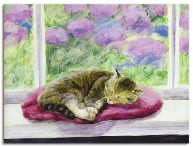 artland-leinwandbilder-a8ue-leinwandbild-80x60-katze-fensterbank image 1