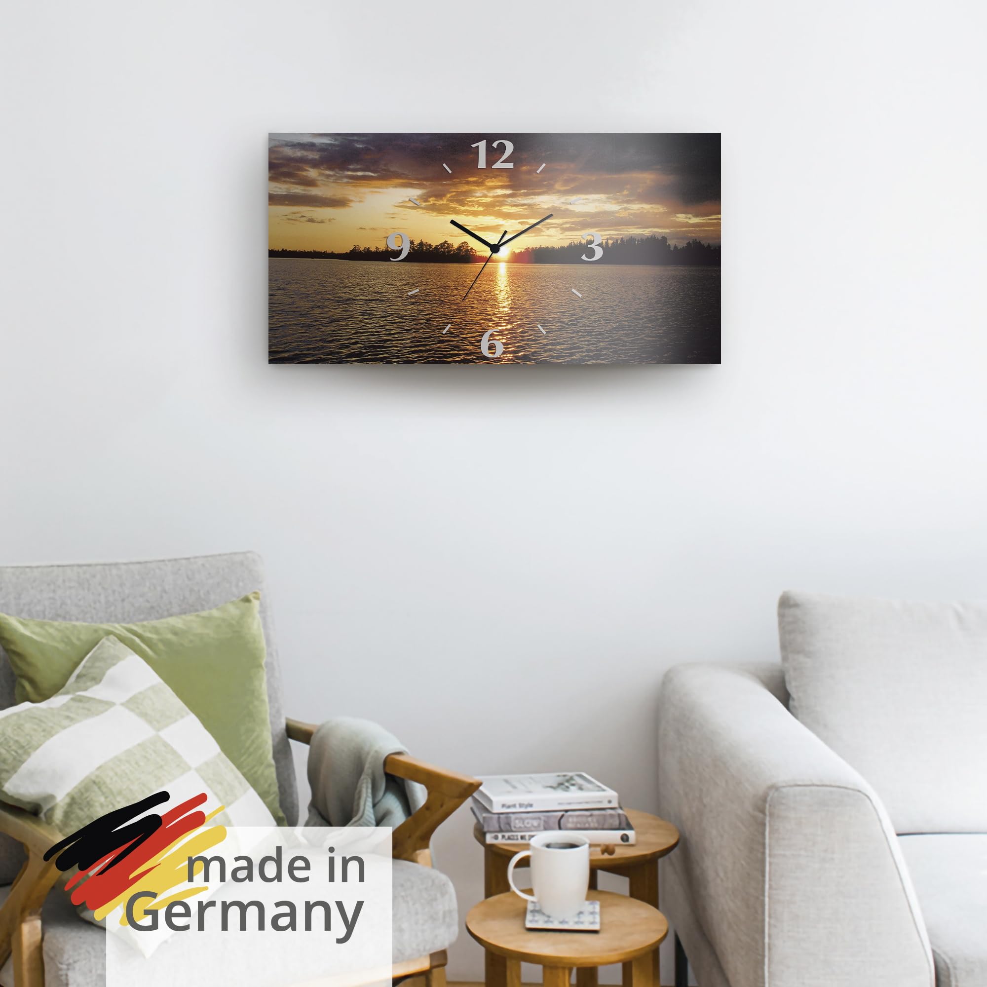 artland-wanduhren-funkuhr-wanduhr-60x30-cm-sonnenuntergang-see image 6