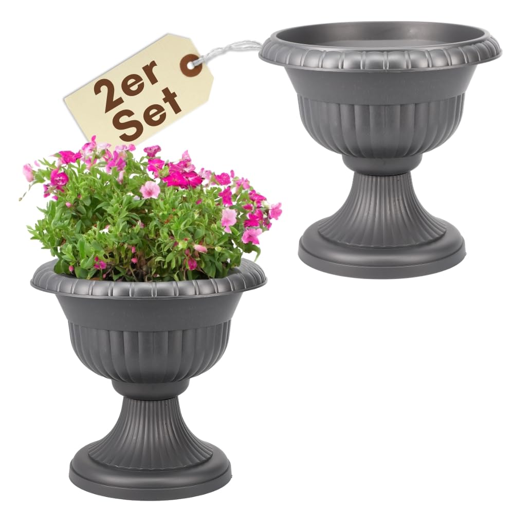 garpet-garten-blumentopf-mit-st-nder-2er-set-30-cm-grau-s-ule image 1