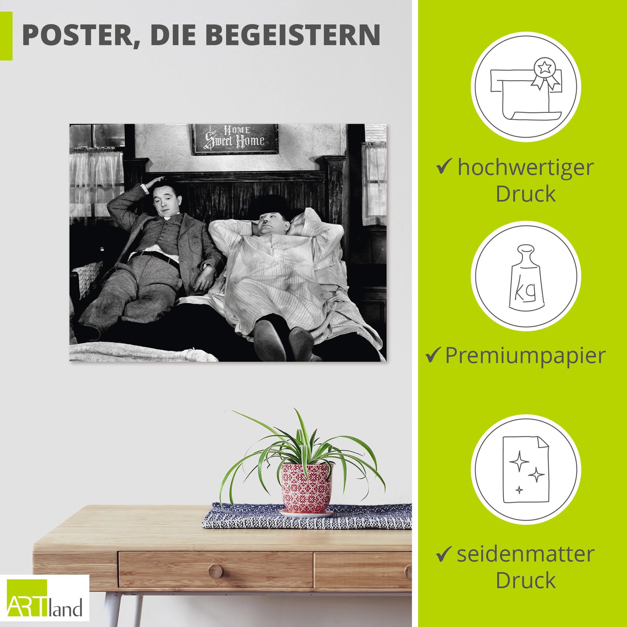 artland-dick-und-doof-poster-60x45-cm-vintage-schwarz-wei image 2