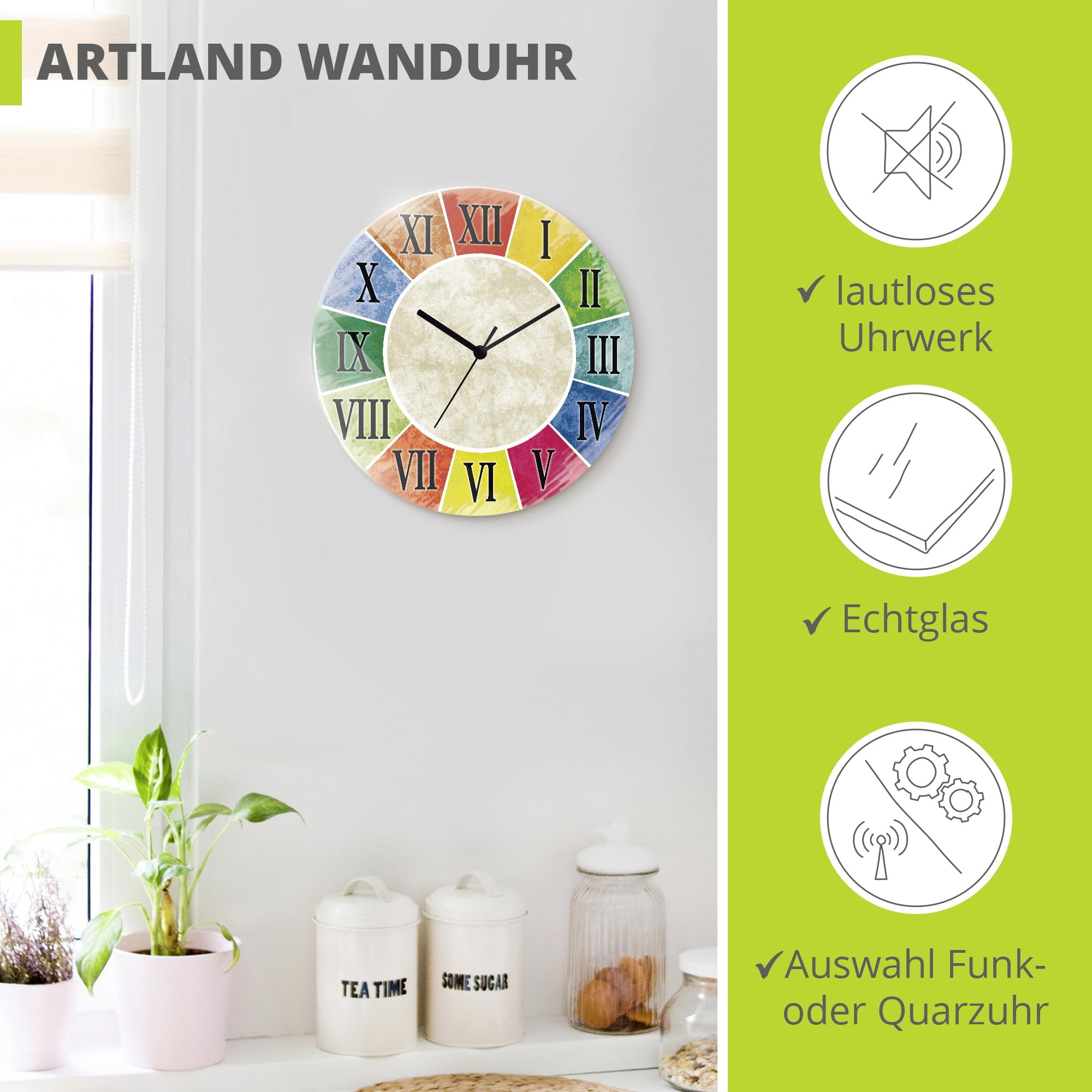 artland-wanduhren-funkuhr-glas-30-cm-lautlos-antik-bunt image 2