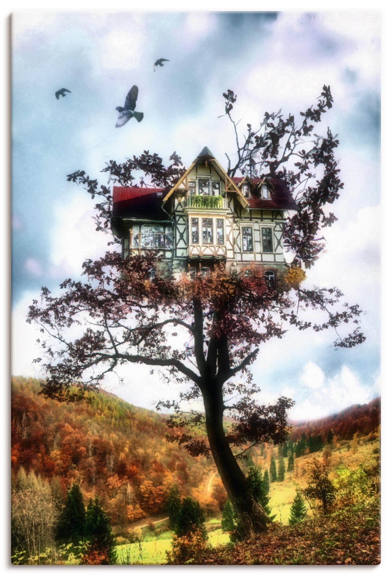 artland-leinwandbilder-baumhaus-40x60-cm-fantasy-m-rchen image 1