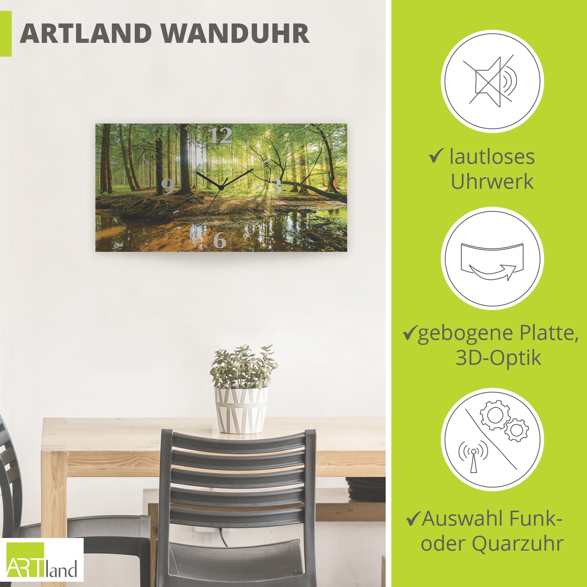 artland-wanduhren-t9io-wanduhr-60x30-cm-wald-bach-leise image 2