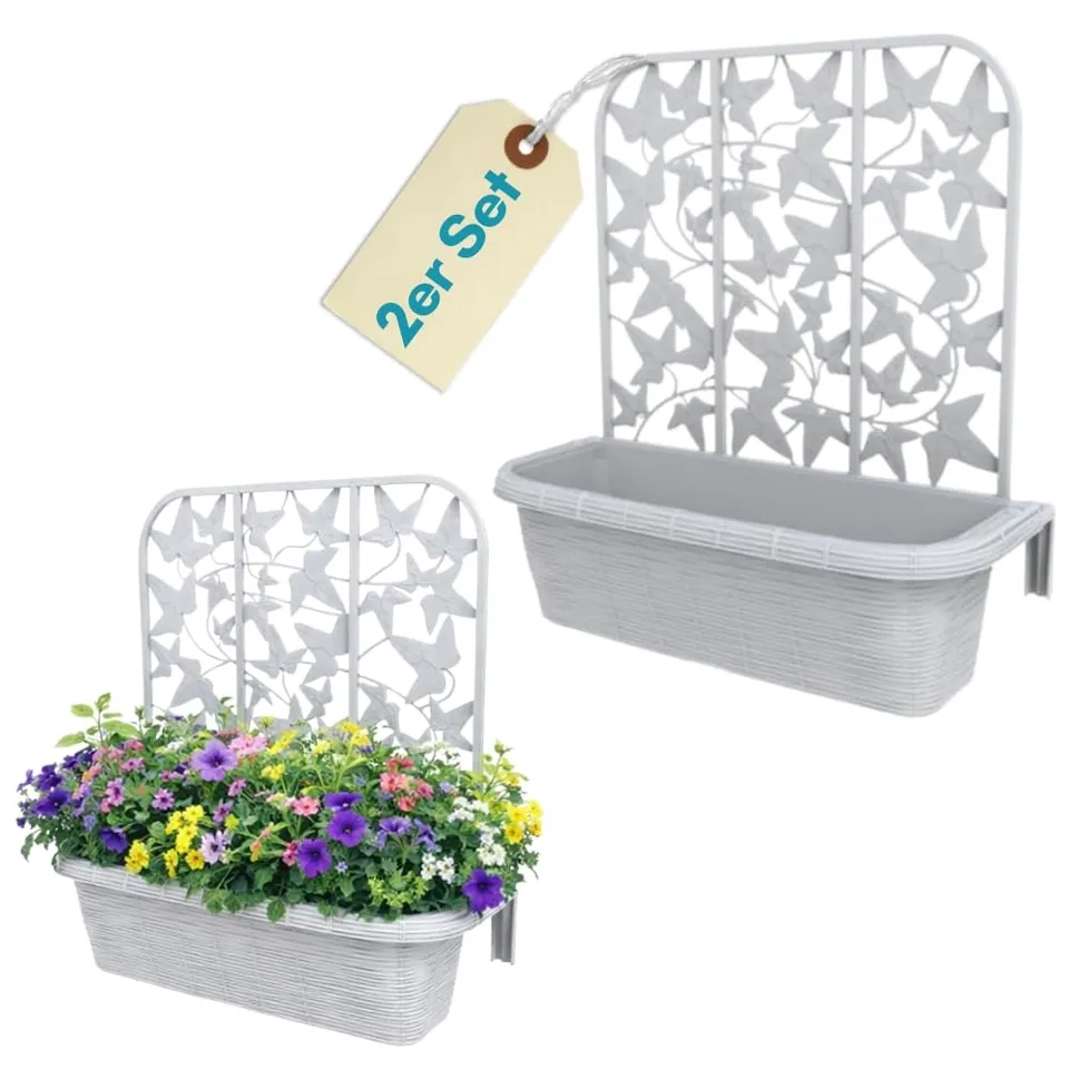garpet-garten-blumenkasten-balkon-60cm-wei-2er-set-spalier image 1
