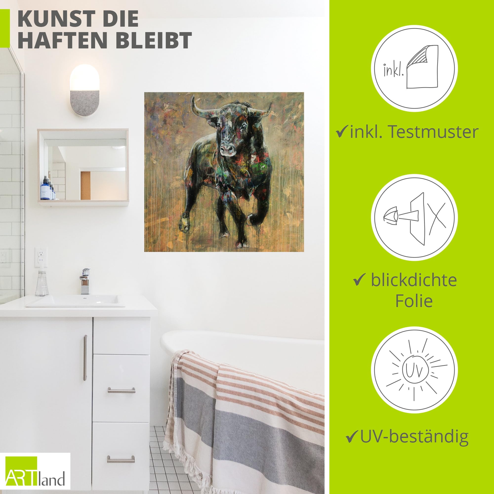 artland-wandaufkleber-stier-wandtattoo-30x30-cm-vinyl image 2