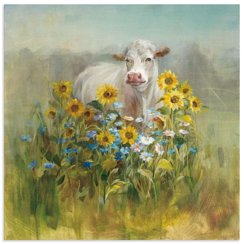 artland-alubilder-farm-and-field-i-alubild-50x50-cm-kuh-vintage image 1