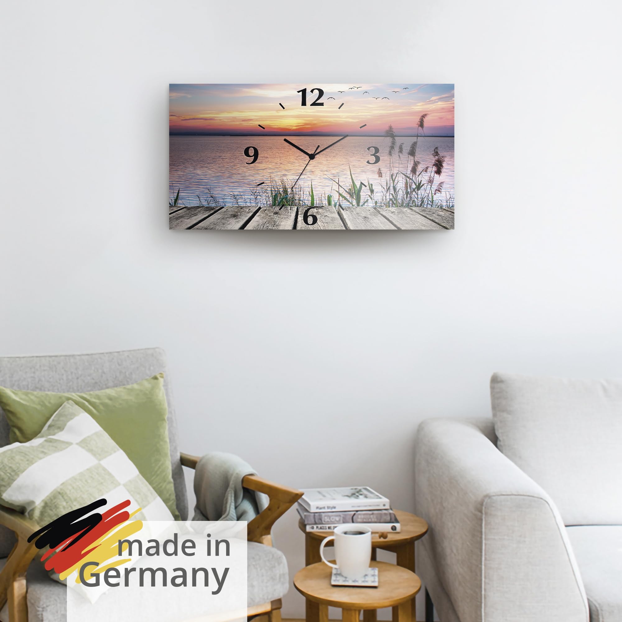 artland-wanduhren-quarzuhr-50x25-cm-lautlos-sonnenuntergang image 6