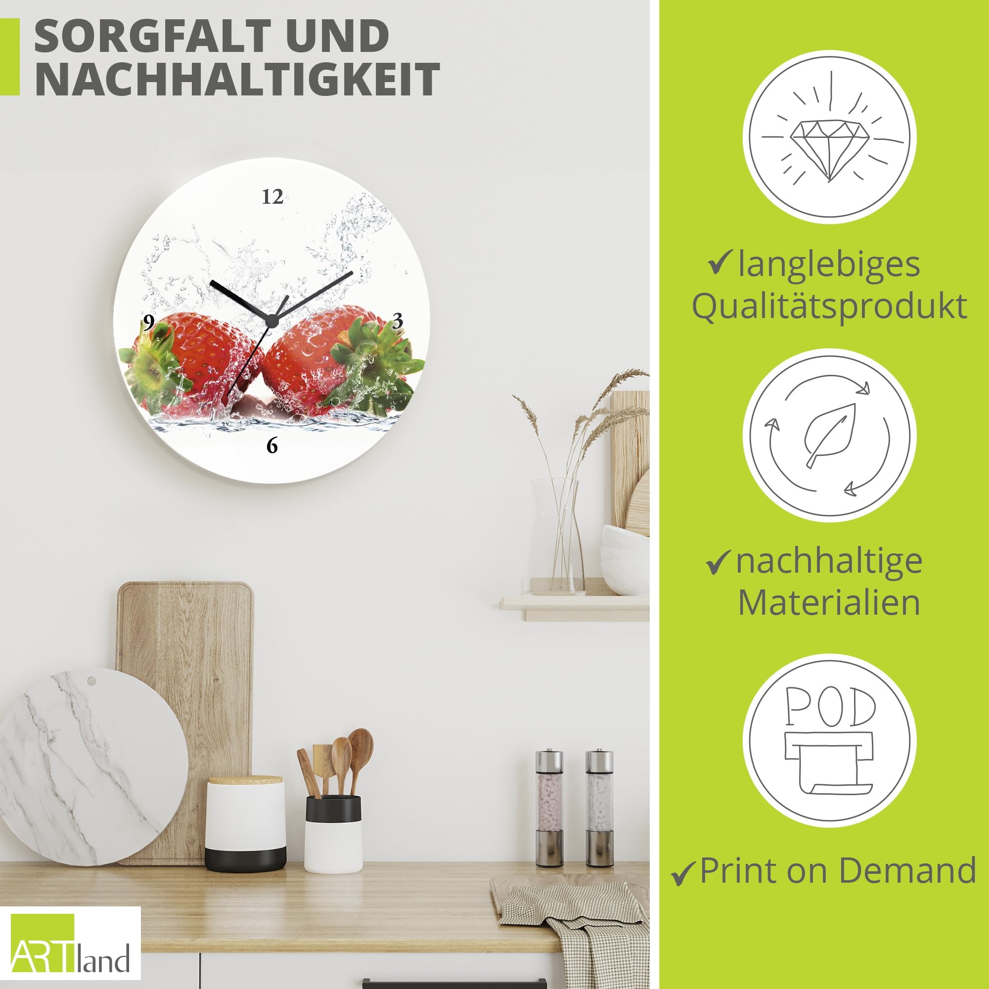 artland-erdbeere-wanduhr-glas-30-cm-funkuhr-lautlos image 5