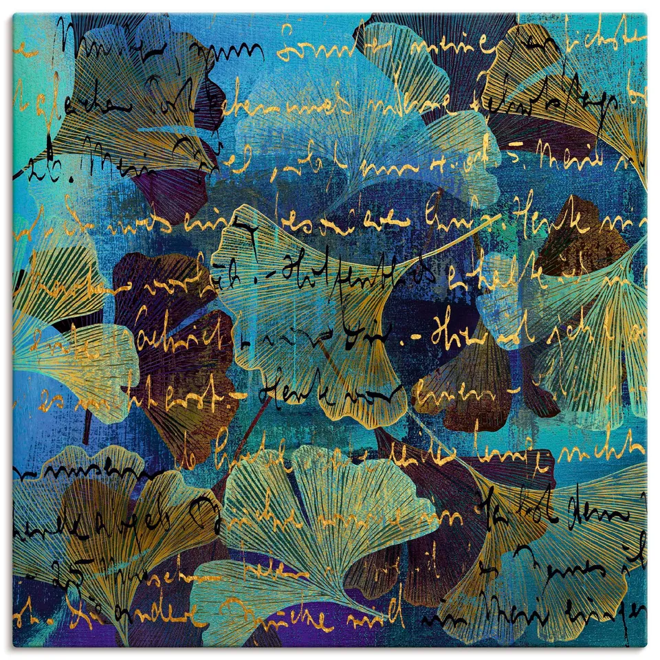 artland-leinwandbilder-ginko-auf-blau-leinwandbild-50x50-blau image 1