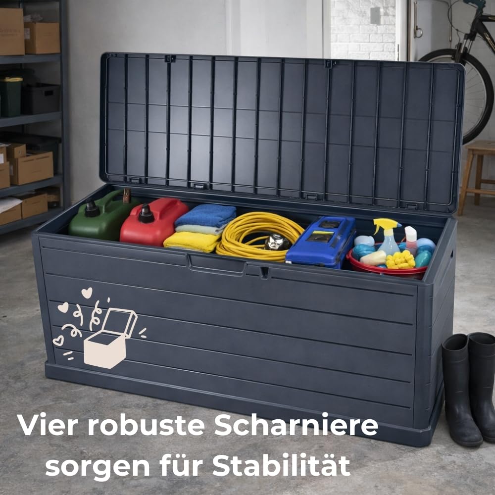 garpet-garten-gartenbox-350-l-wetterfest-wasserdicht-grau image 6