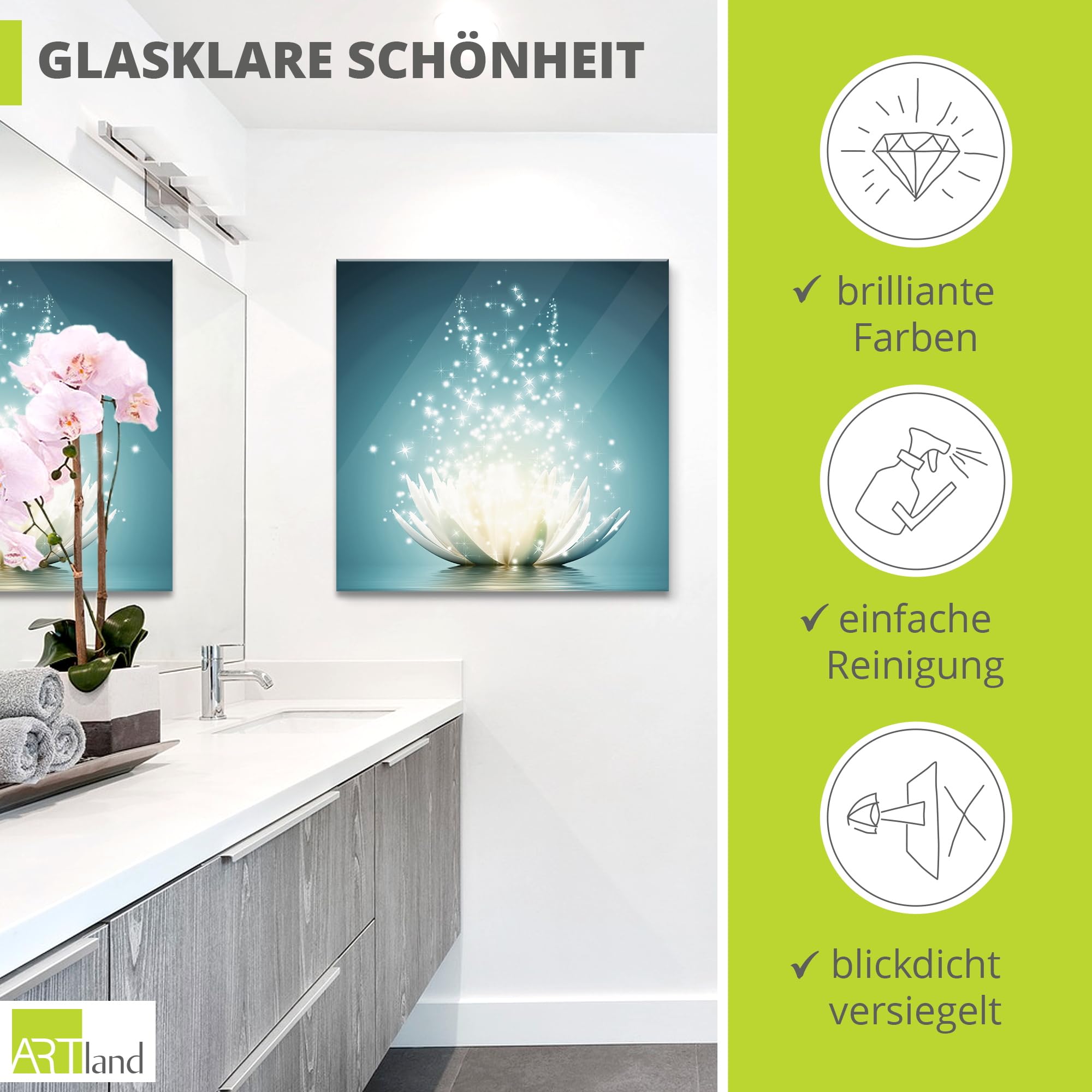 artland-glasbilder-t9nm-glasbild-blau-lotusblume-seerose image 2