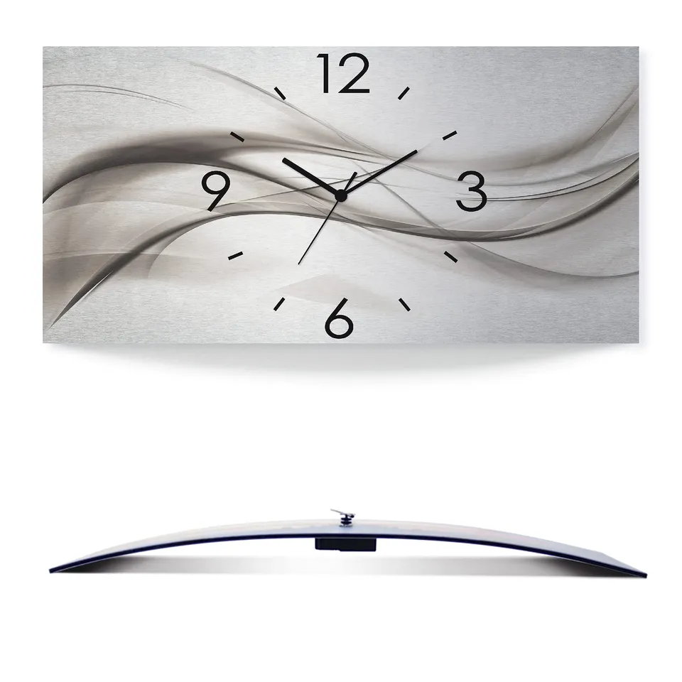 artland-wanduhren-quarzuhr-50x25-cm-wanduhr-silber-lautlos image 1