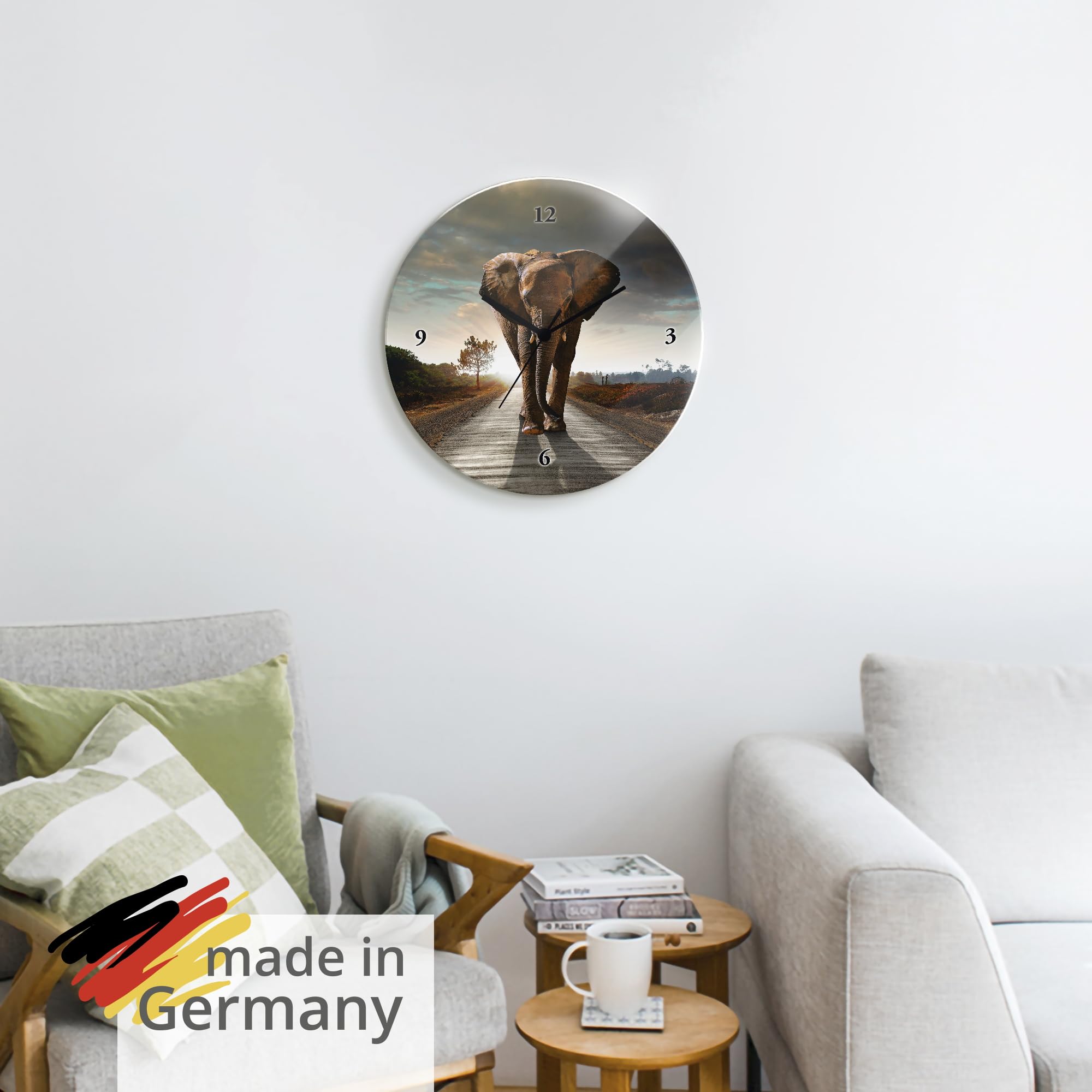 artland-wanduhren-funkuhr-elefant-30cm-glas-lautlos image 6