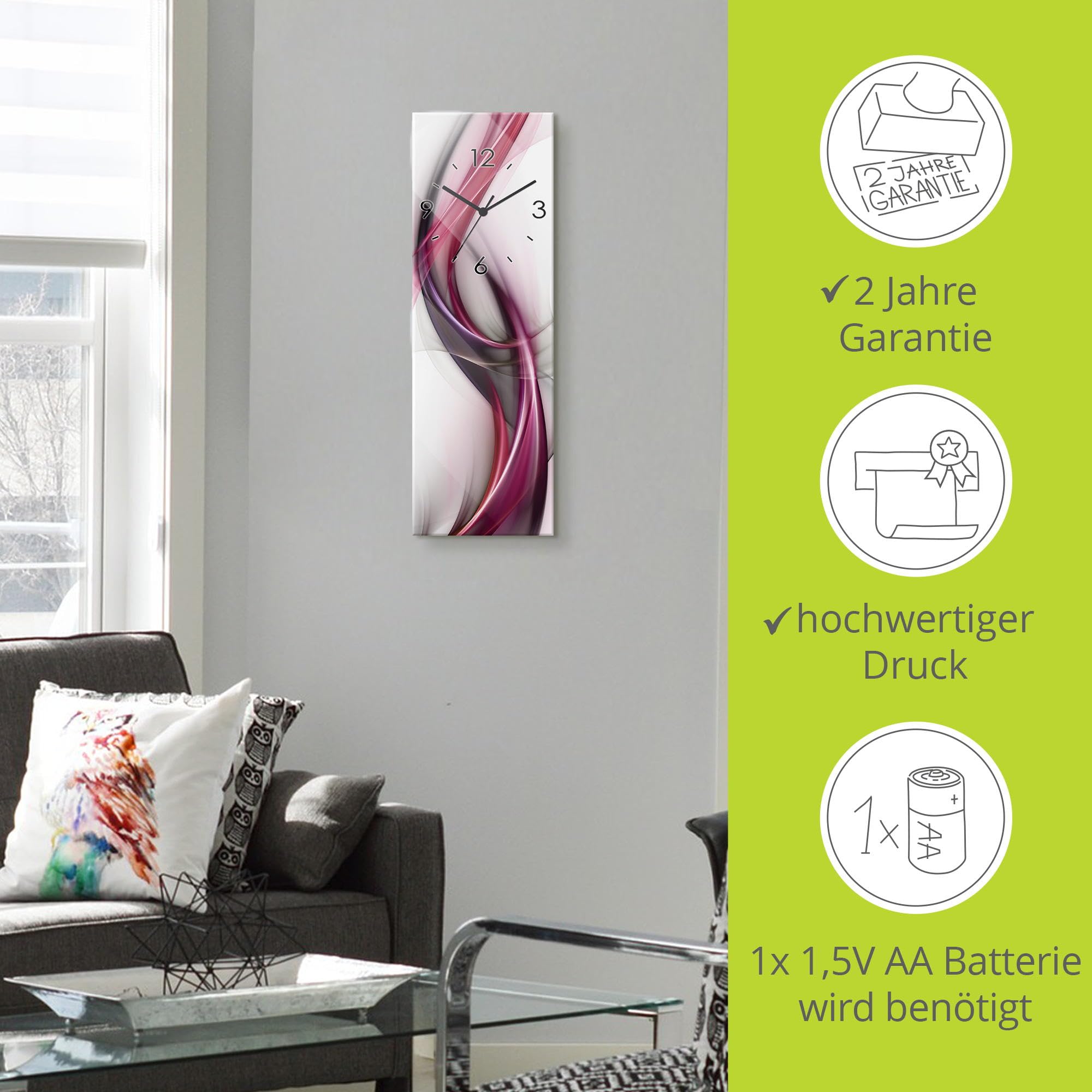 artland-wanduhren-s8ul-glasuhr-20x60-cm-quarzuhr-welle image 3