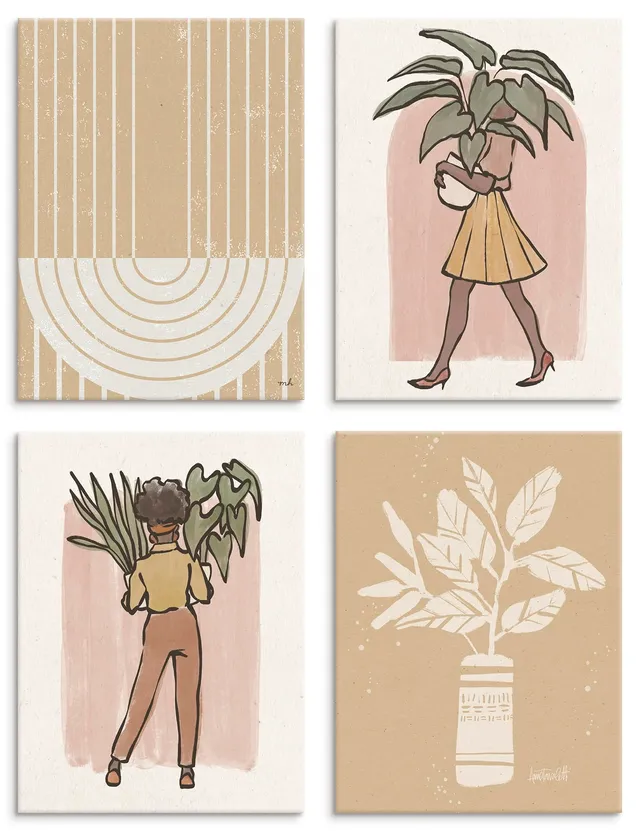 artland-leinwandbilder-boho-plant-ladies-set-4tlg-30x40-cm-boho image 1