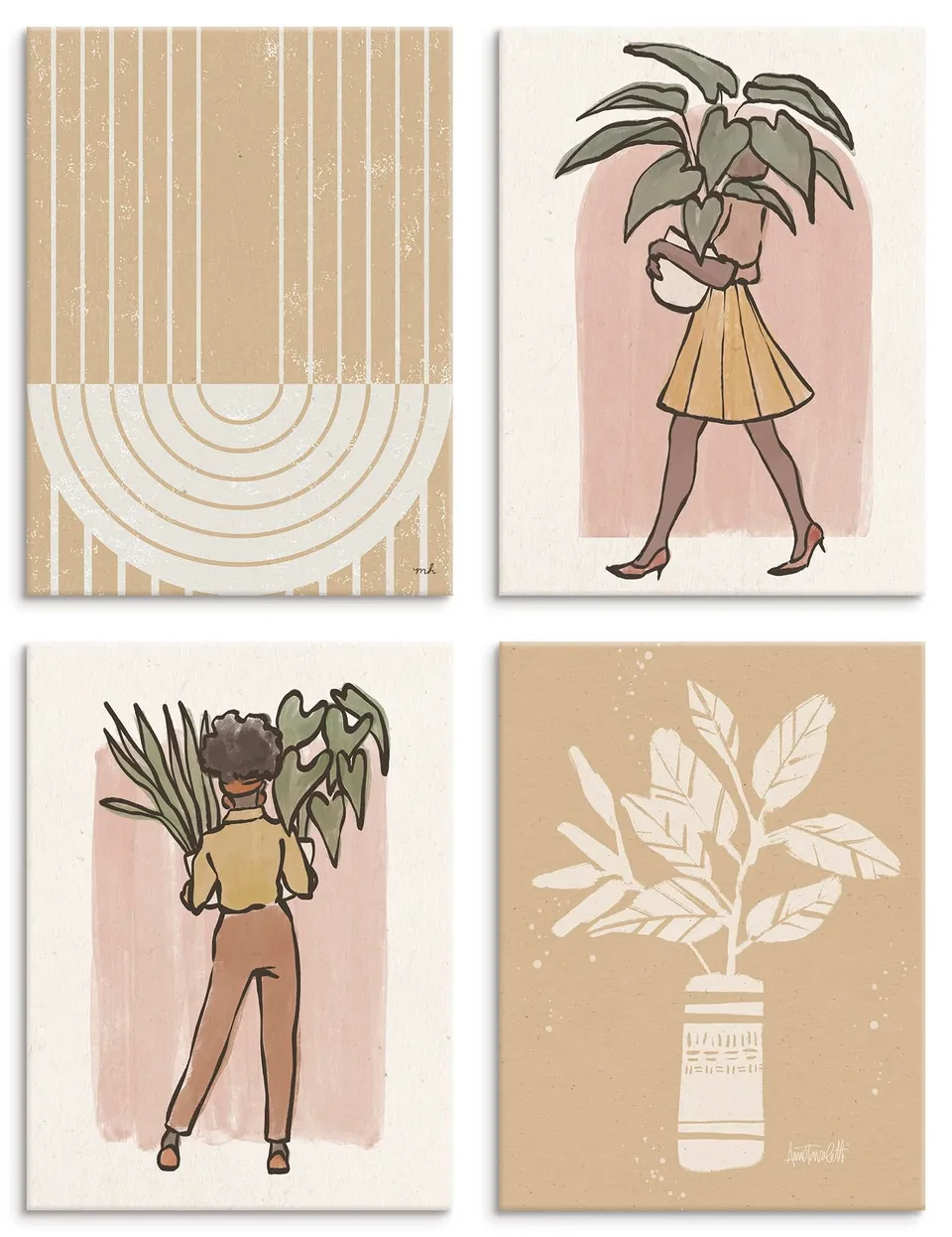 artland-leinwandbilder-boho-plant-ladies-set-4tlg-30x40-cm-boho image 1