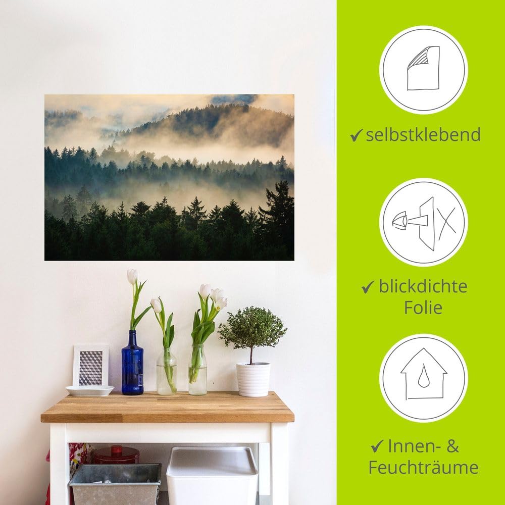 artland-wandaufkleber-wald-nebel-120x80-cm-wandtattoo-vinyl image 3