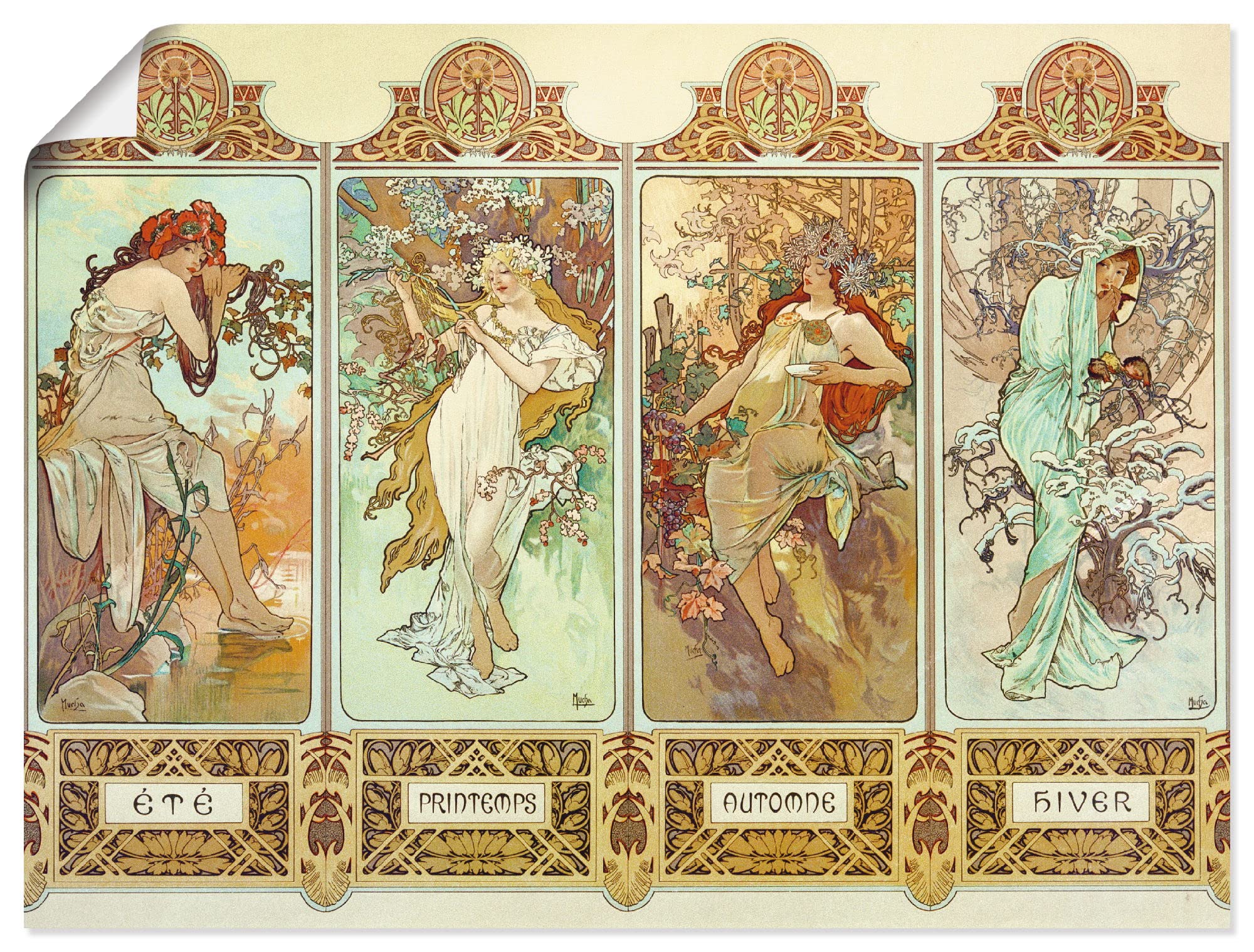 artland-jahreszeiten-kunstdruck-poster-jugendstil-mucha image 1