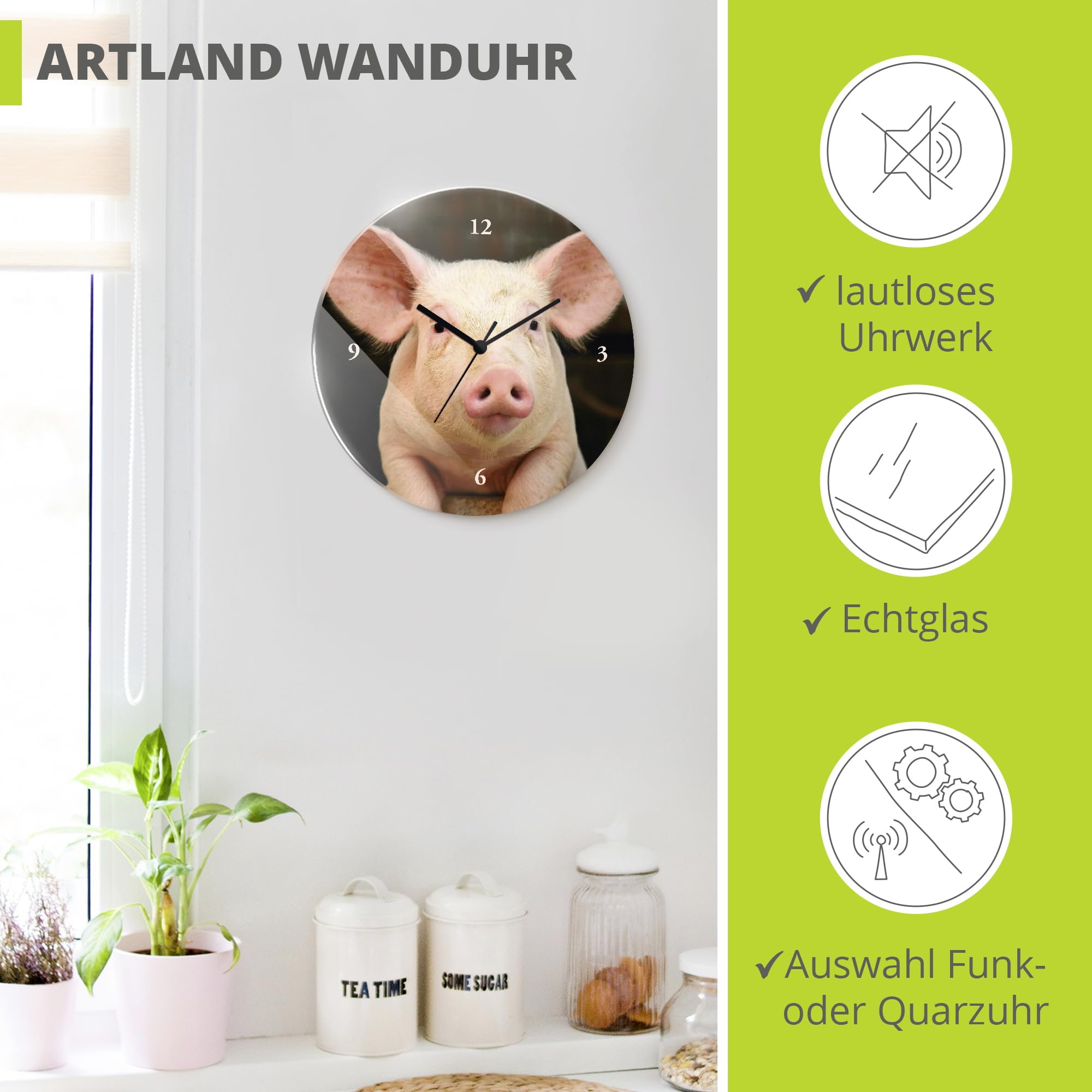 artland-wanduhren-t5xg-funkuhr-schwein-30-cm-lautlos-glas image 2