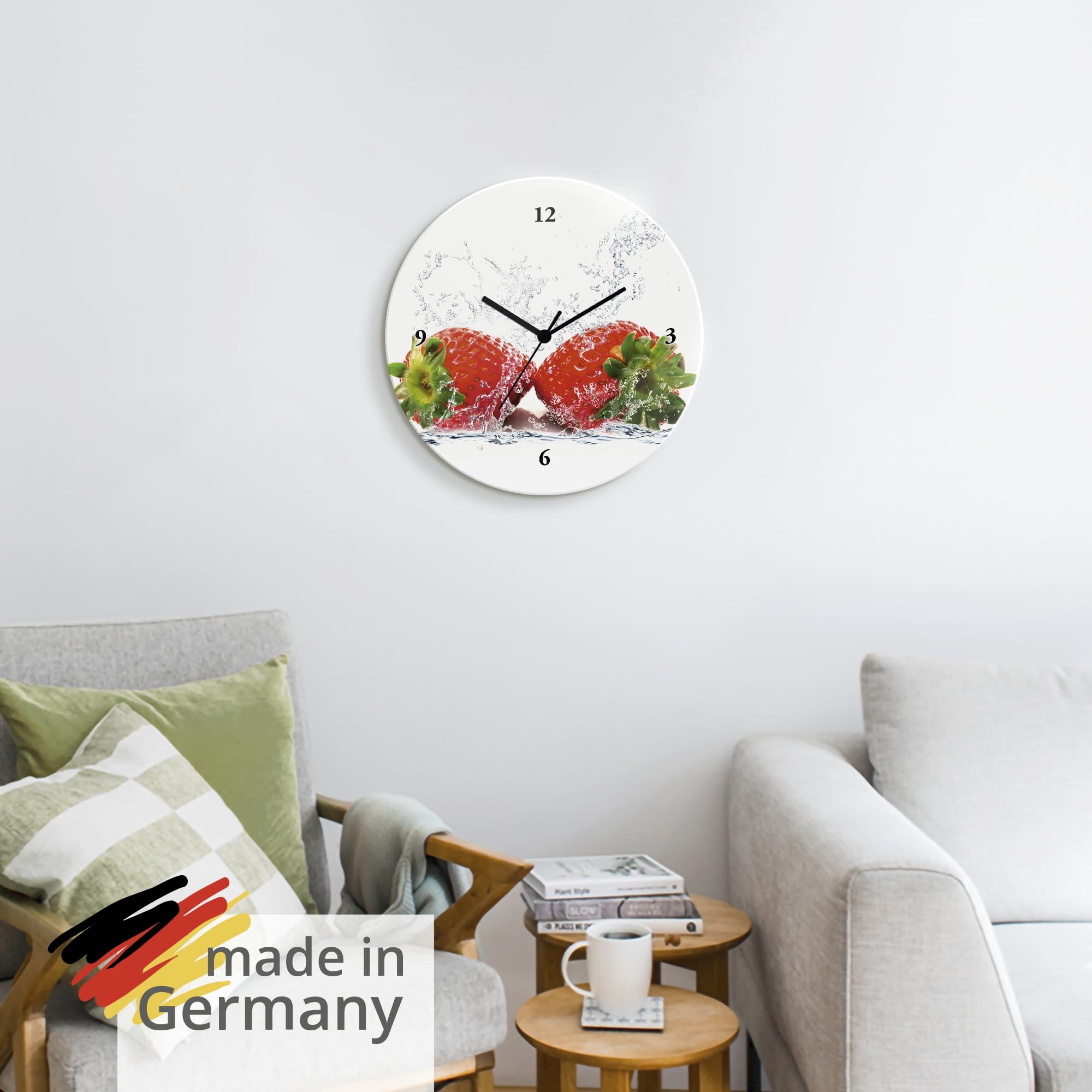 artland-erdbeere-wanduhr-glas-30-cm-funkuhr-lautlos image 6