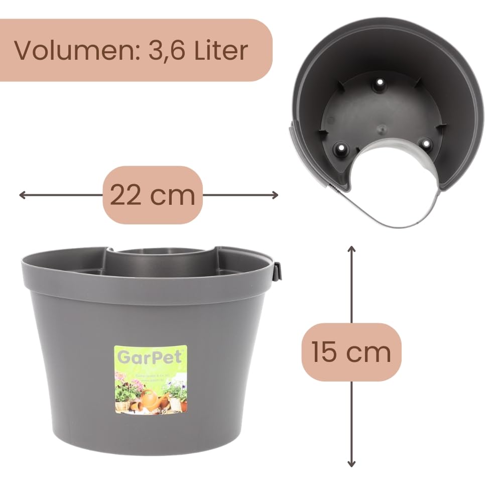 garpet-garten-blumentopf-f-r-regenrohr-3-6l-fallrohr-grau image 2