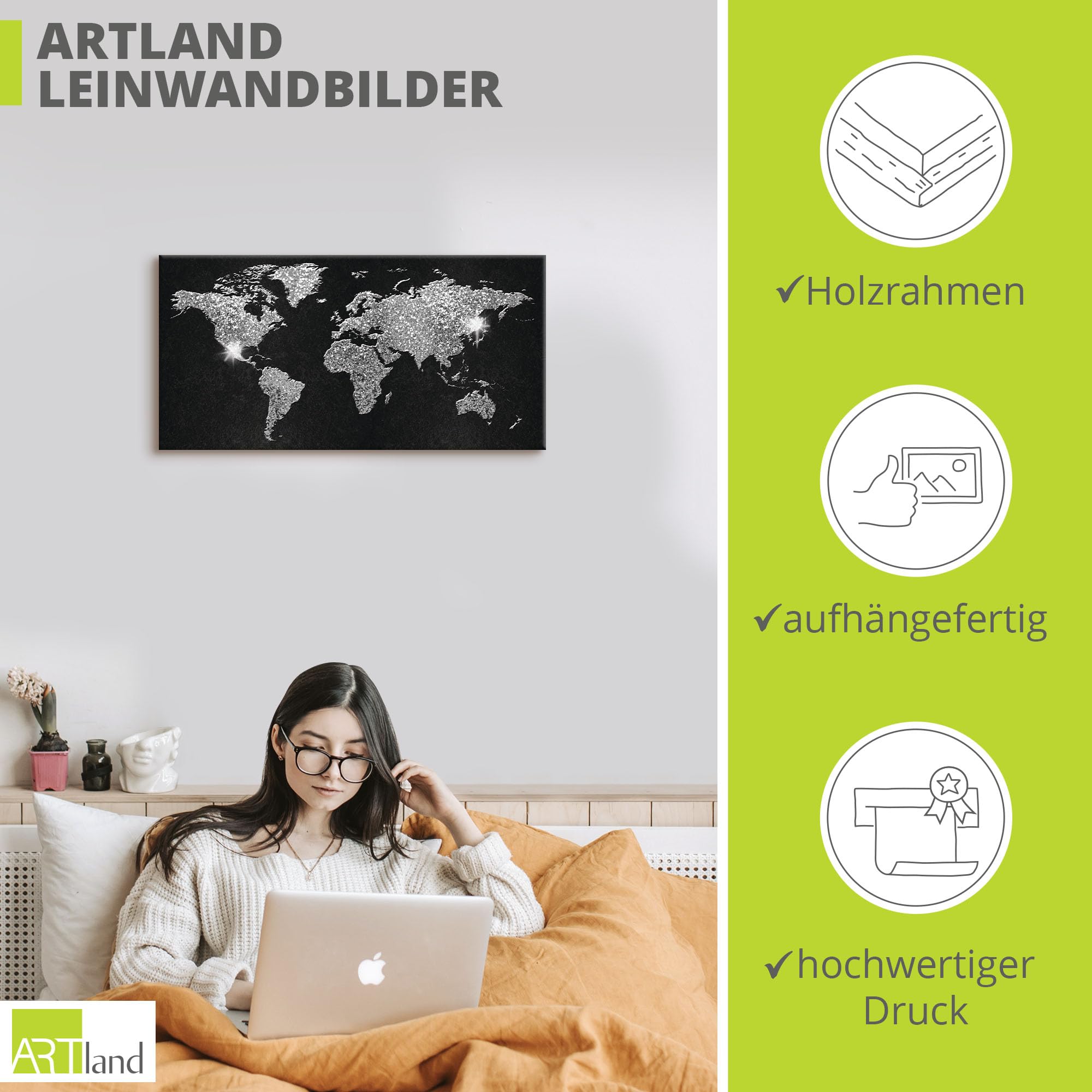 artland-leinwandbilder-weltkarte-silber-u1sx-leinwandbild image 3