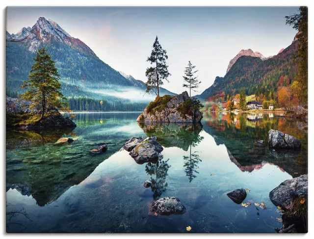 artland-leinwandbilder-alpen-see-40x30-cm-hintersee-leinwandbild image 1