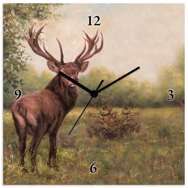 artland-wanduhren-t9rb-wanduhr-30x30-cm-hirsch-lautlos image 1