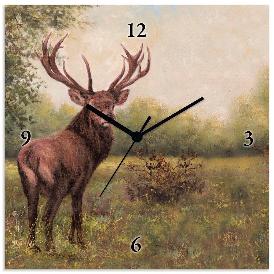 artland-wanduhren-t9rb-wanduhr-30x30-cm-hirsch-lautlos image 1