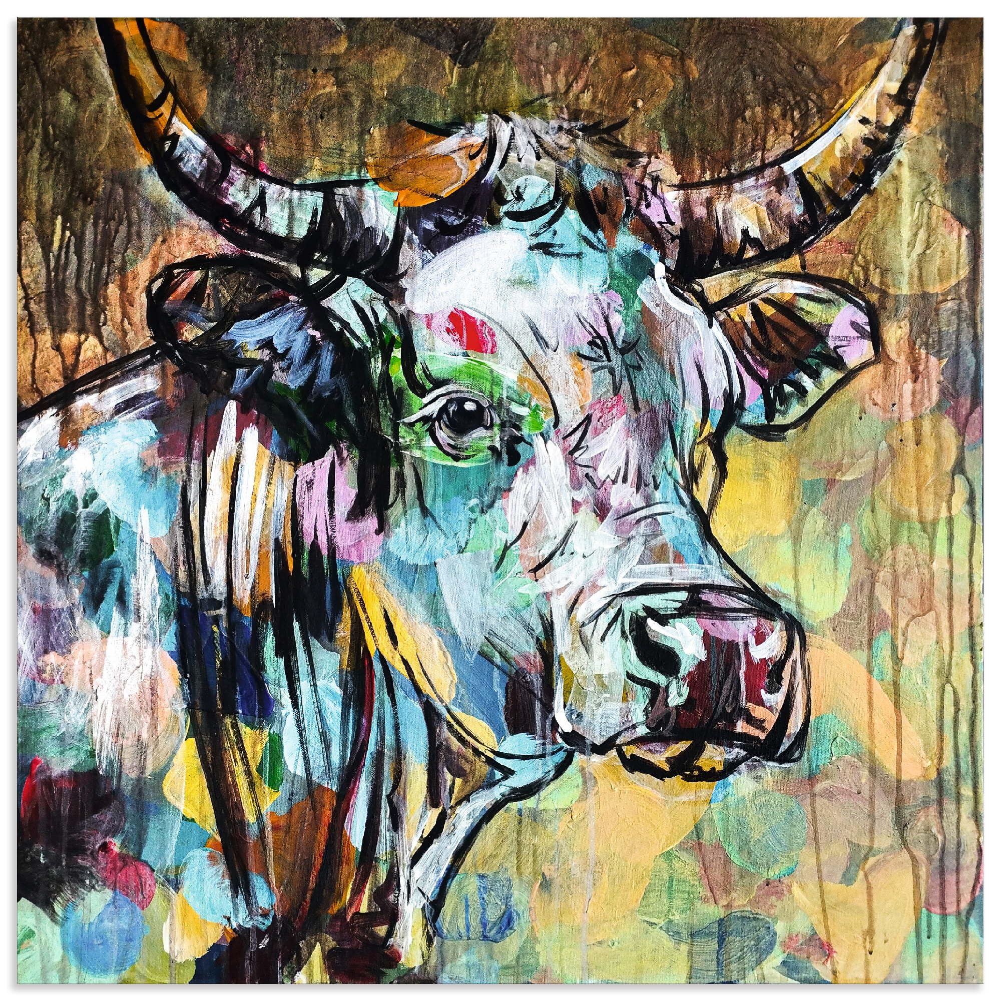 artland-alubilder-luna-die-kuh-alubild-50x50-cm-bunt image 1