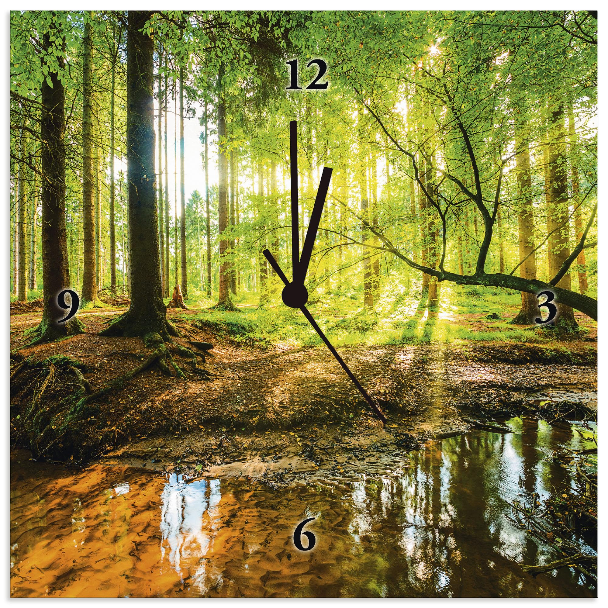 artland-wanduhren-funkuhr-wald-30x30-cm-lautlos-alu image 1