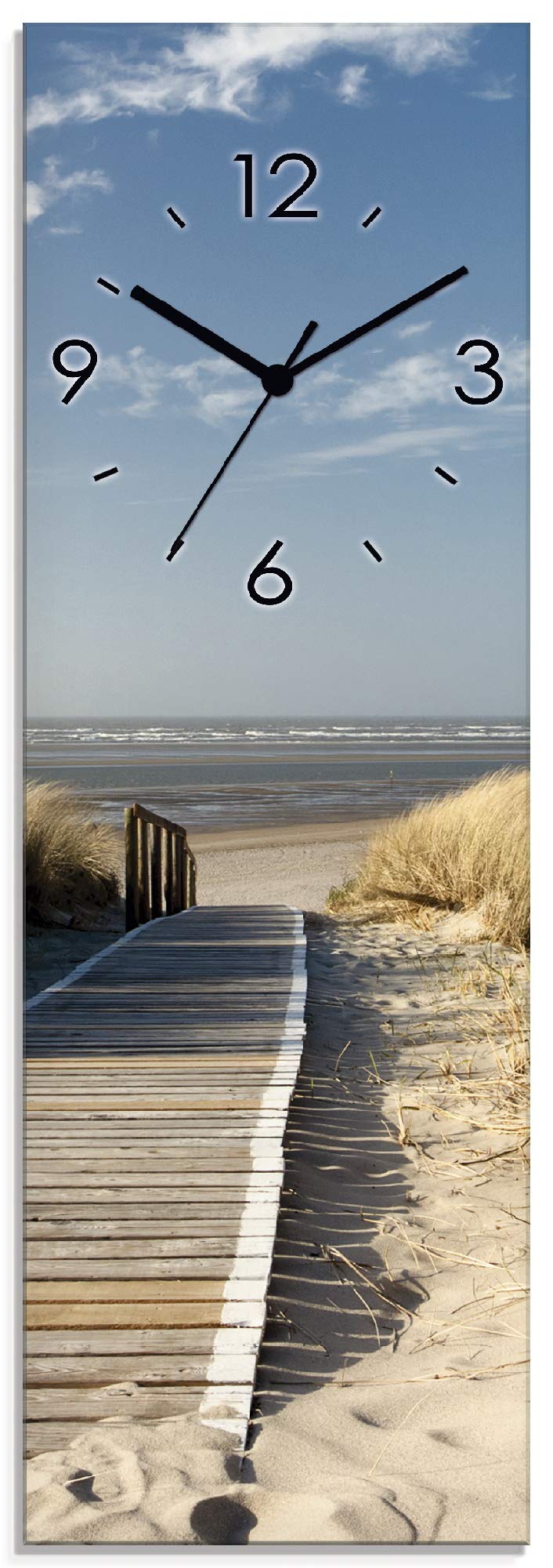 artland-wanduhren-ostsee-strandkorb-wanduhr-20x60-cm-glas-funkuhr-lautlos image 7