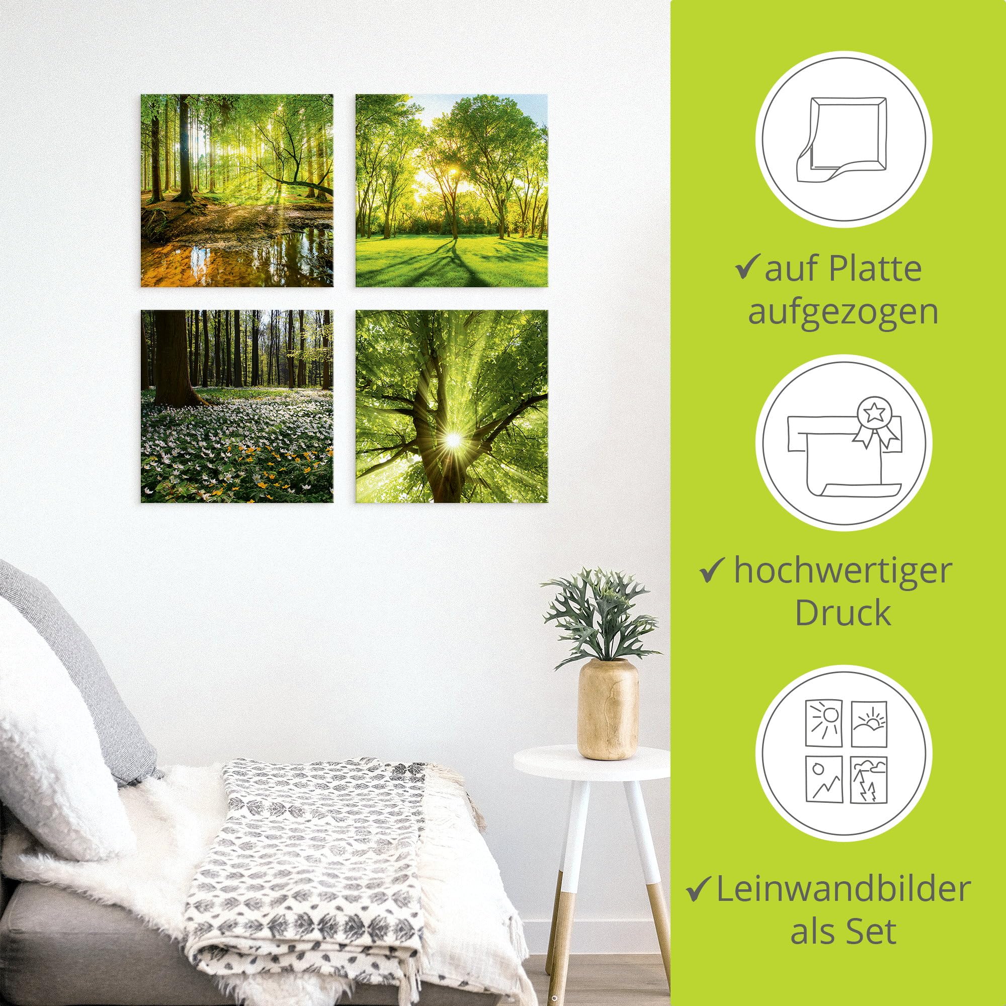 artland-leinwandbilder-k2fr-set-4x40x40-cm-wald-bach-h image 2