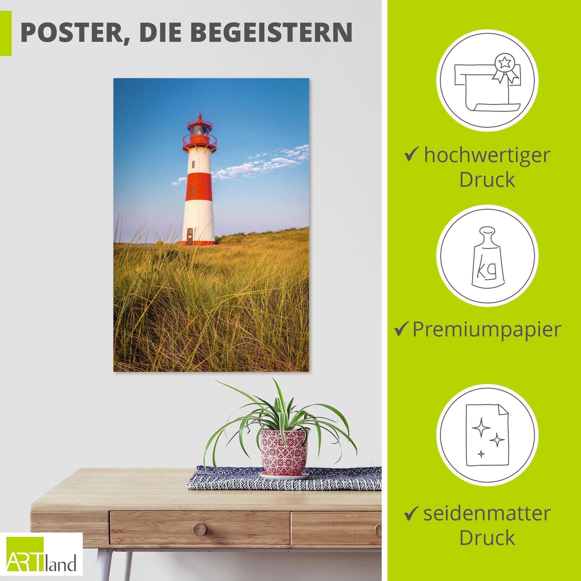 artland-kunstdrucke-leuchtturm-sylt-poster-80x120-cm-nordsee image 2