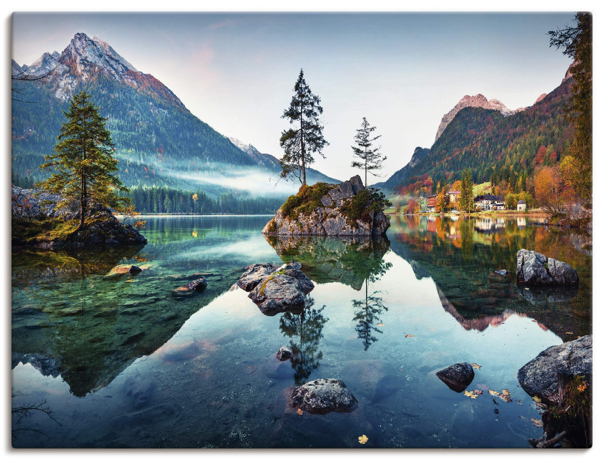 artland-leinwandbilder-alpen-see-40x30-cm-hintersee-leinwandbild image 1