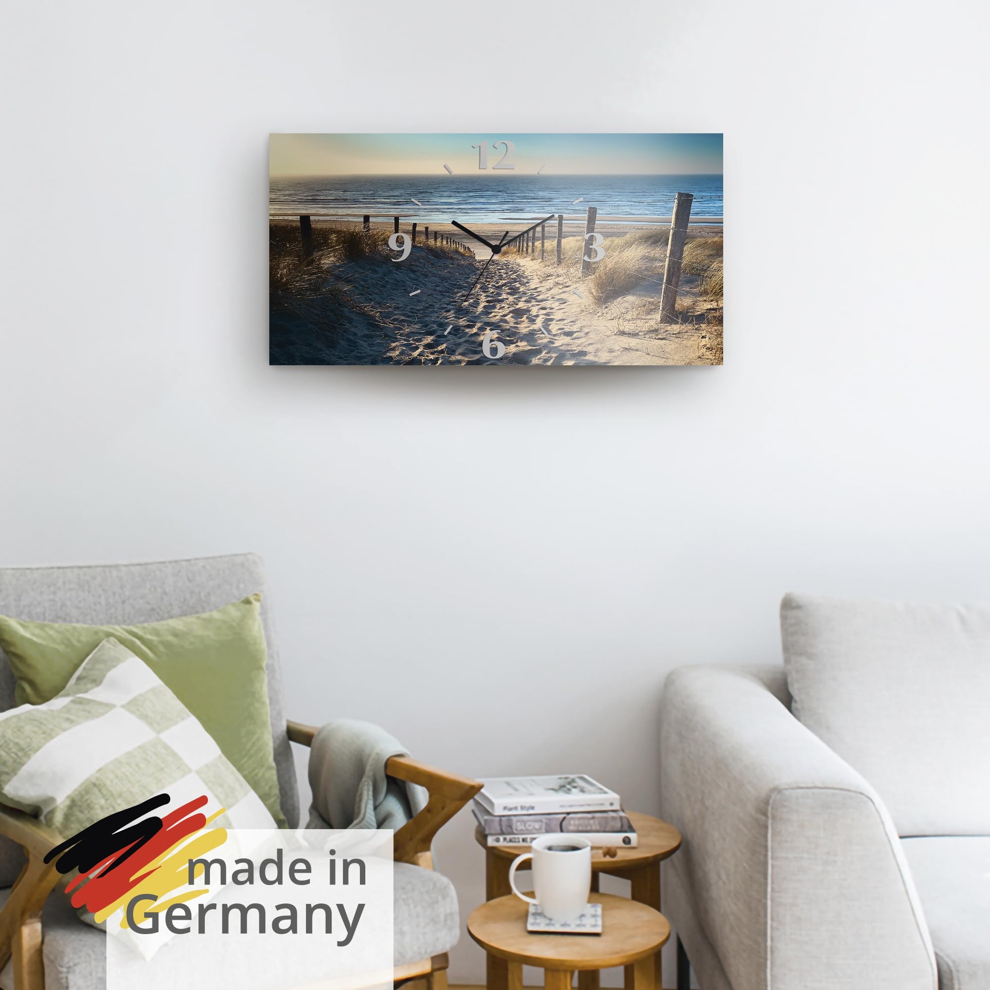 artland-wanduhren-funkuhr-60x30-cm-strand-meer-alu-lautlos image 6