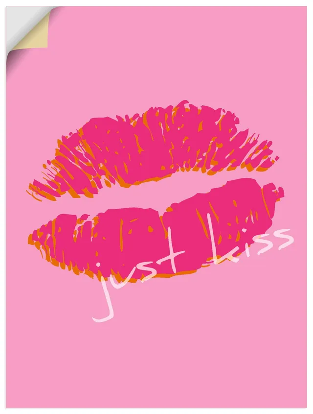 artland-wandaufkleber-just-kiss-wandtattoo-45x60-cm-pink image 1