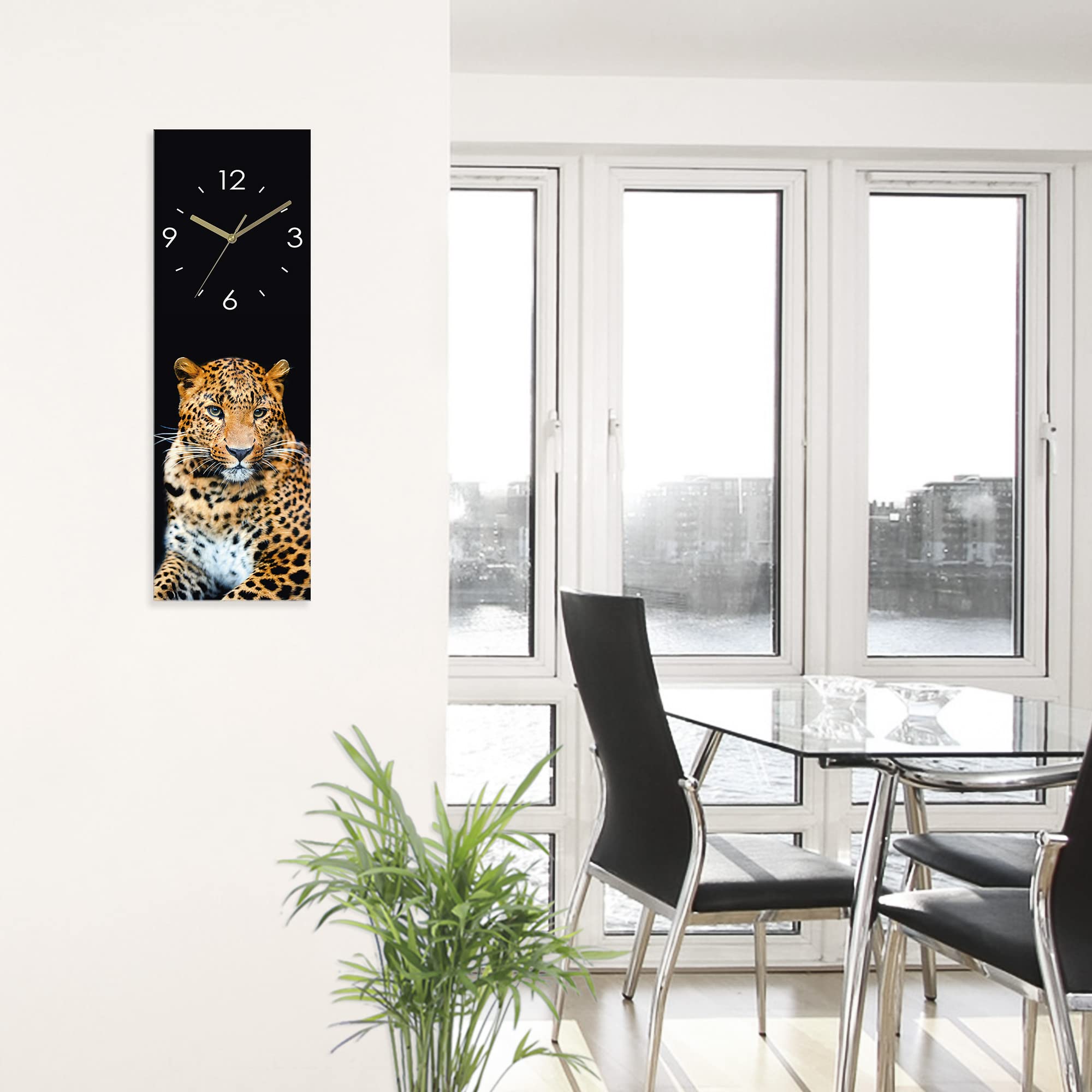artland-wanduhren-leopard-funkuhr-glas-20x60-cm-lautlos image 6