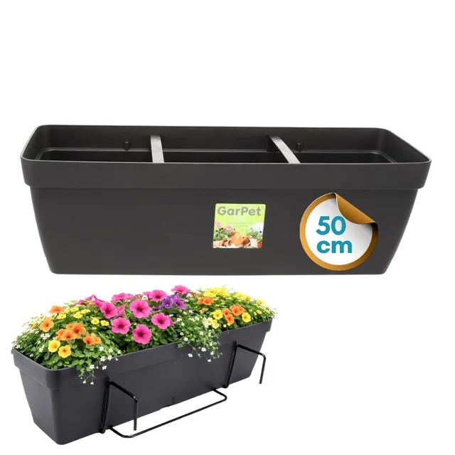 garpet-garten-blumenkasten-50-cm-balkonkasten-anthrazit-wasserspeicher image 1