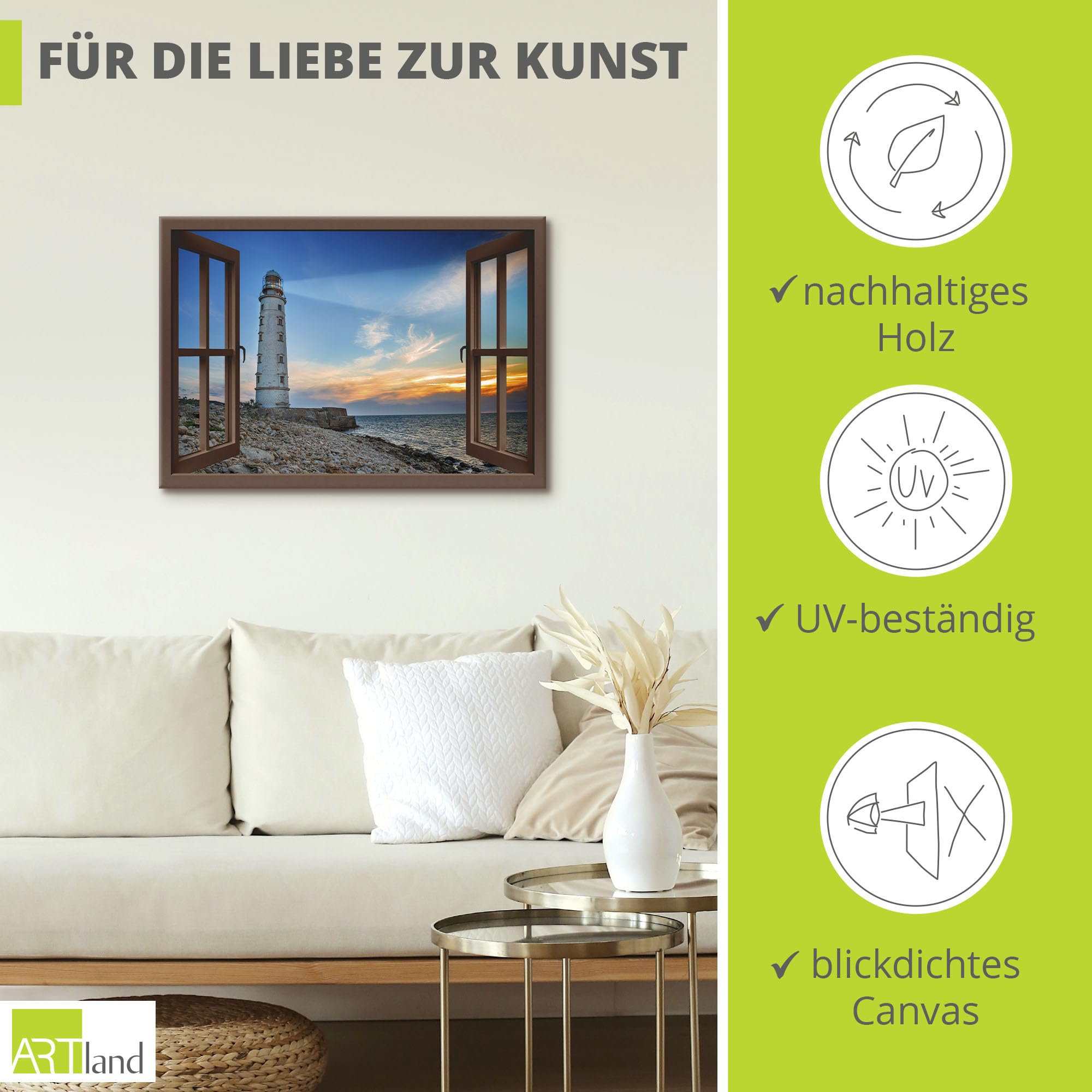 artland-leuchtturm-leinwandbild-100x70-cm-meerblick image 2