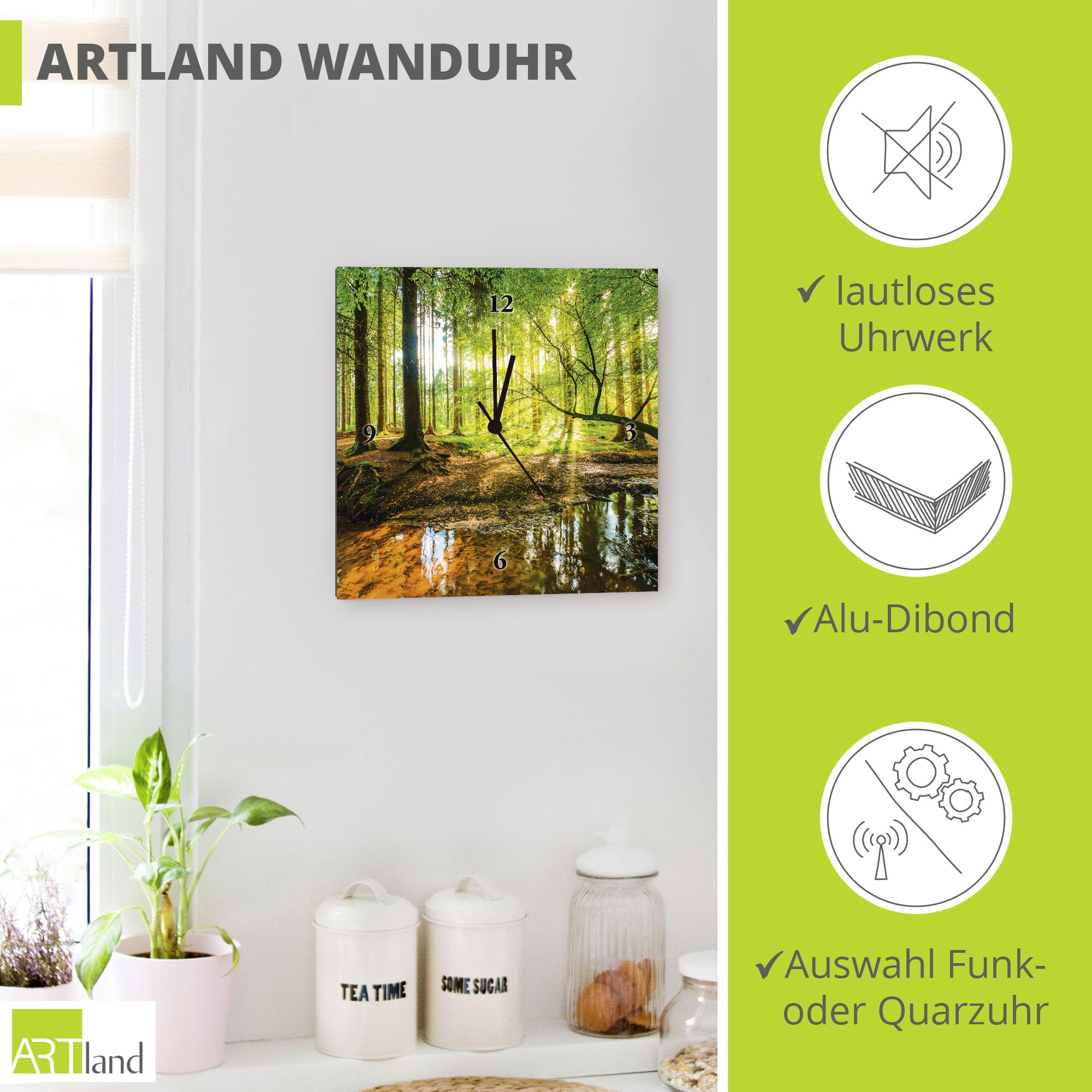 artland-wanduhren-funkuhr-wald-30x30-cm-lautlos-alu image 2