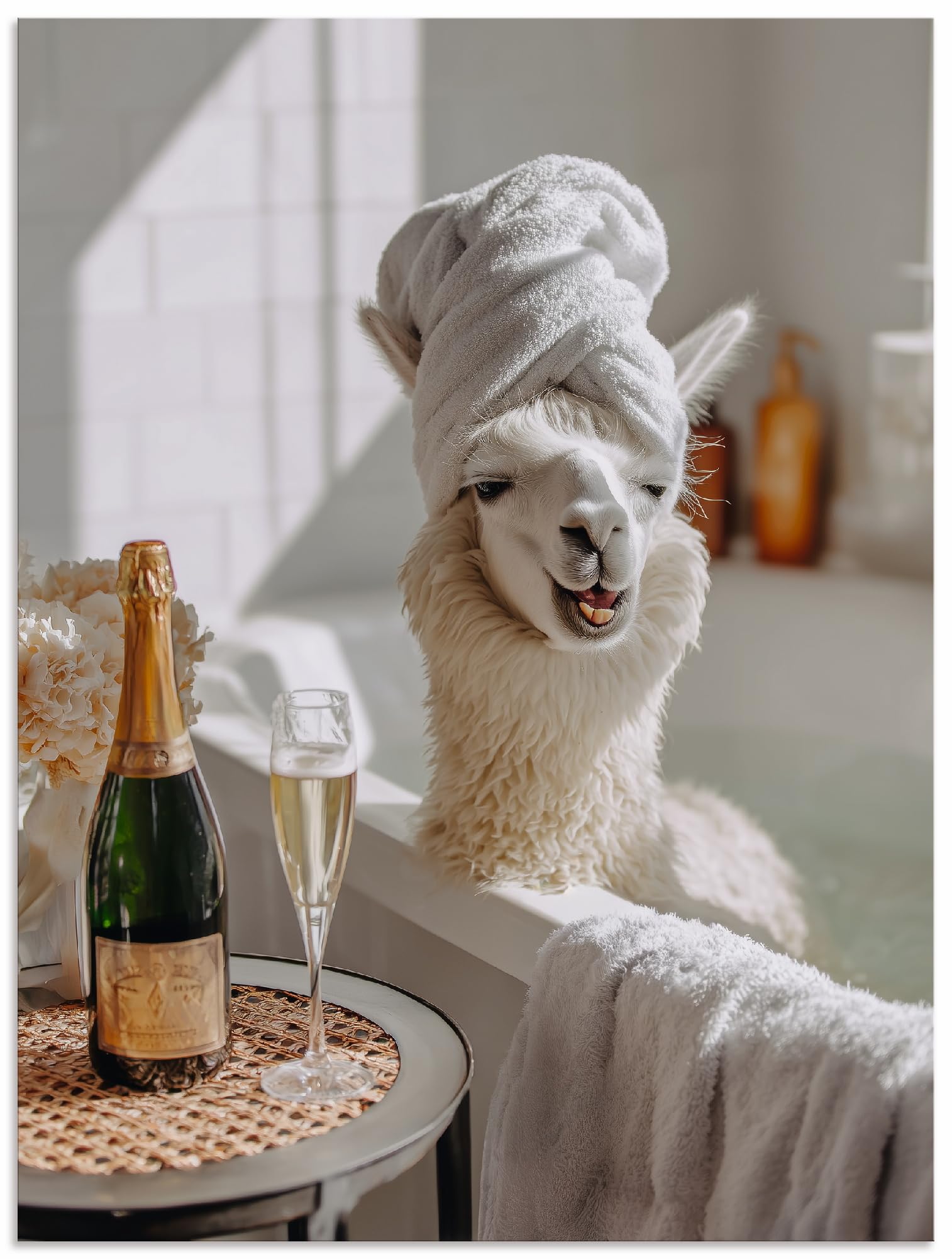 artland-alubilder-u6av-lama-badewanne-alubild-30x40-wei image 1