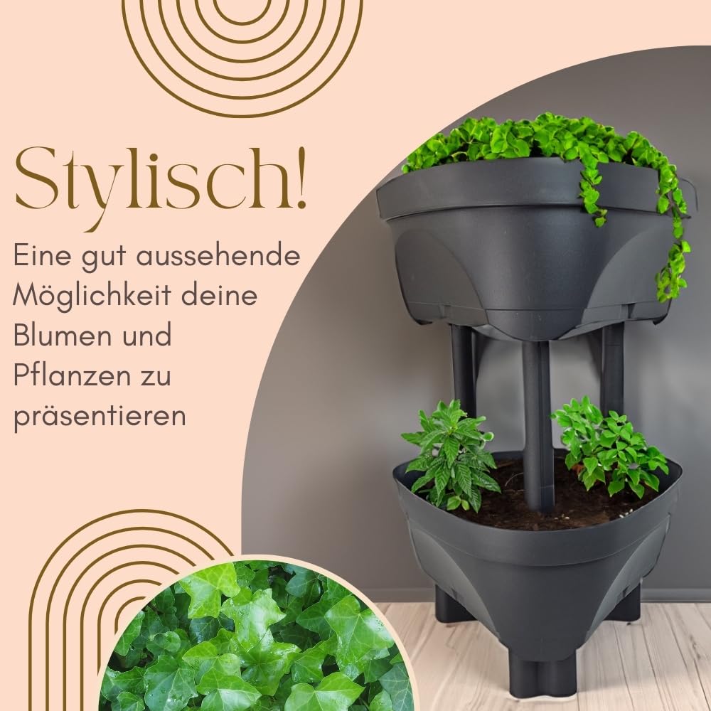 garpet-garten-pflanzturm-blumentopf-hoch-anthrazit-erdbeertopf image 3