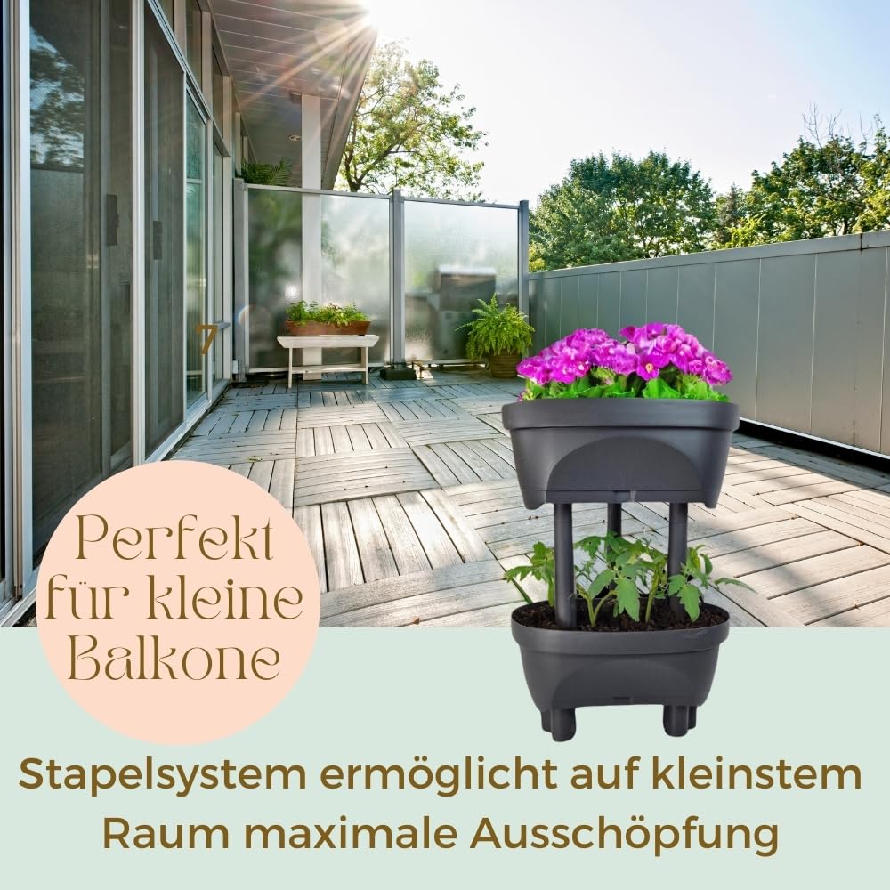 garpet-garten-pflanzturm-blumentopf-hoch-anthrazit-erdbeertopf image 8