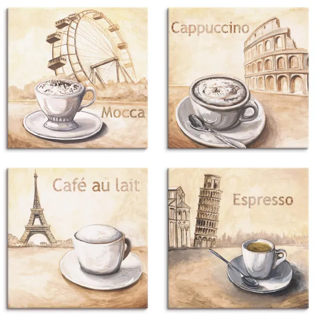 artland-leinwandbilder-kaffee-set-4x20x20-cm-cappuccino image 1