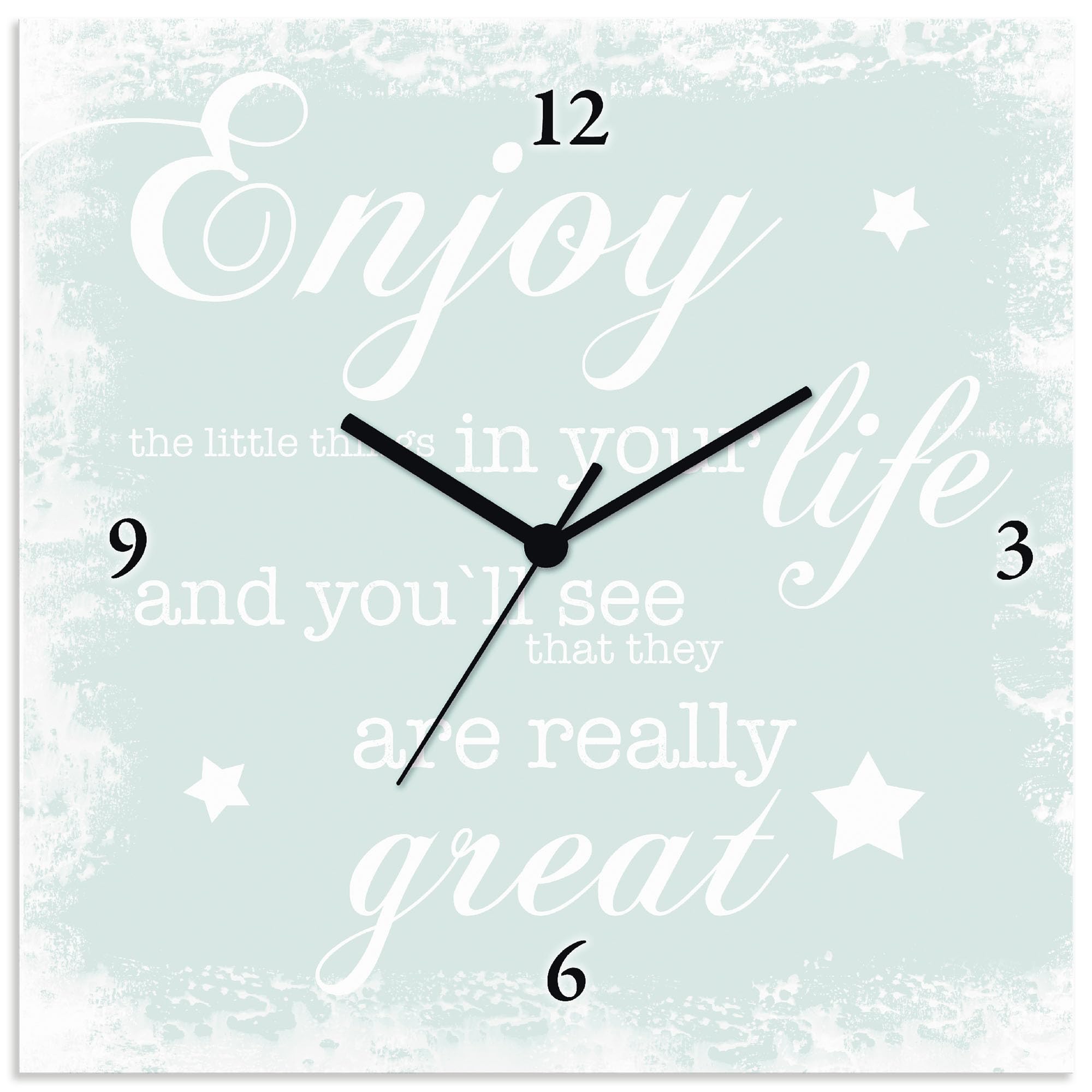 artland-wanduhren-spruch-mint-leinwand-funkuhr-30x30 image 1