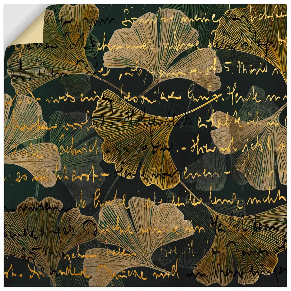 artland-wandaufkleber-ginkgo-wandtattoo-30x30-cm-braun image 1